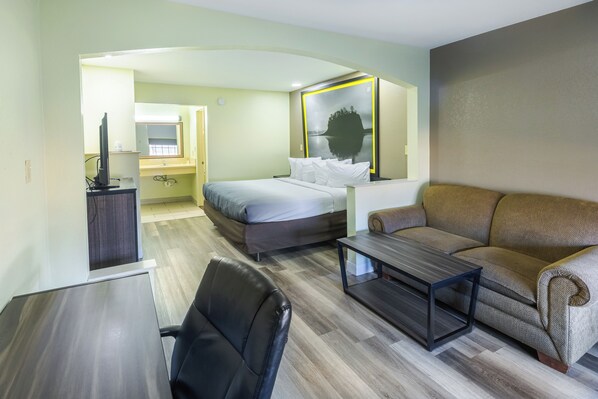 Individually decorated, individually furnished, desk, laptop workspace