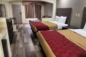 Room, 2 Queen Beds, Mobility Accessible, Non Smoking (Roll-in Shower) | Desk, soundproofing, iron/ironing board, free WiFi
