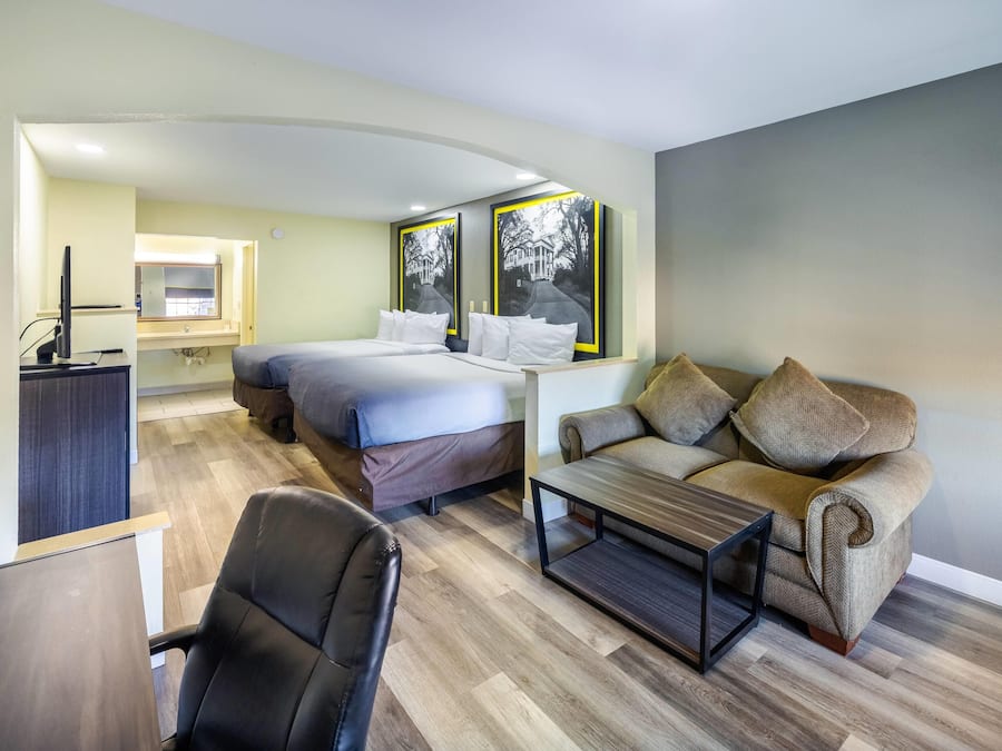 Individually decorated, individually furnished, desk, laptop workspace