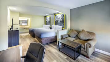 Individually decorated, individually furnished, desk, laptop workspace