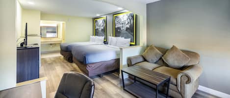 Individually decorated, individually furnished, desk, laptop workspace