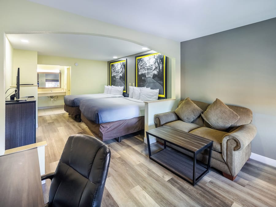 Individually decorated, individually furnished, desk, laptop workspace