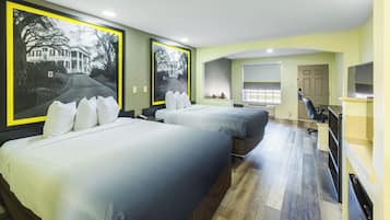 Individually decorated, individually furnished, desk, laptop workspace