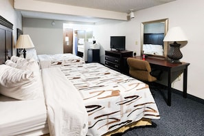 Standard Room, 2 Queen Beds, Non Smoking | Desk, iron/ironing board, free WiFi, bed sheets