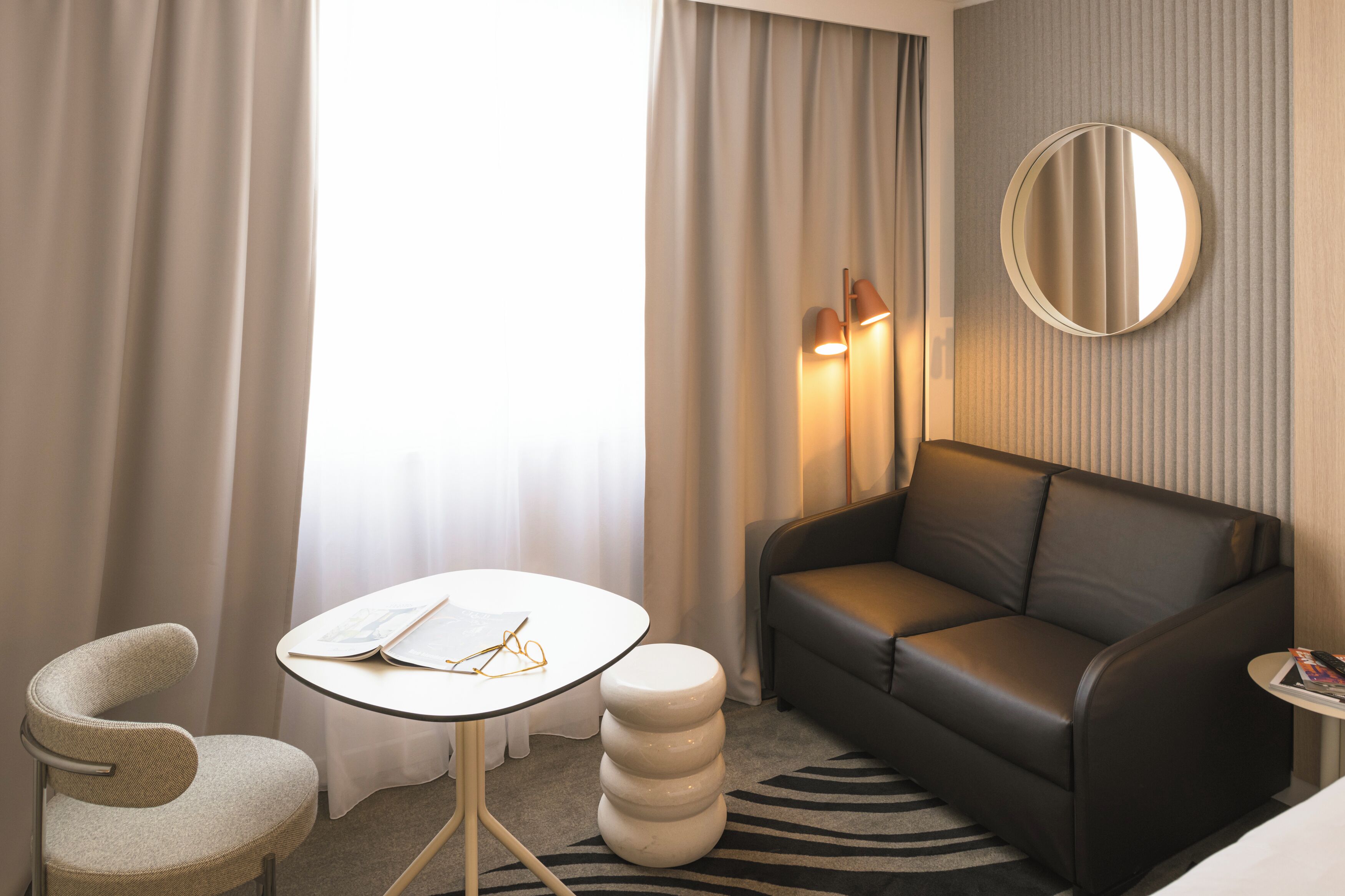 Premium bedding, memory foam beds, in-room safe, desk