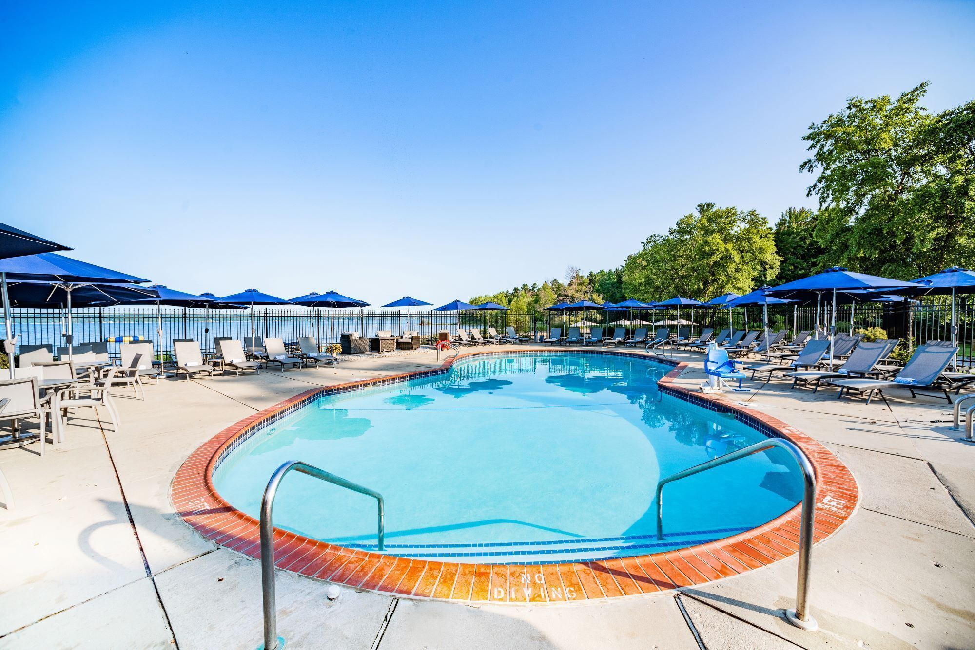 2 indoor pools, seasonal outdoor pool, pool umbrellas, pool loungers