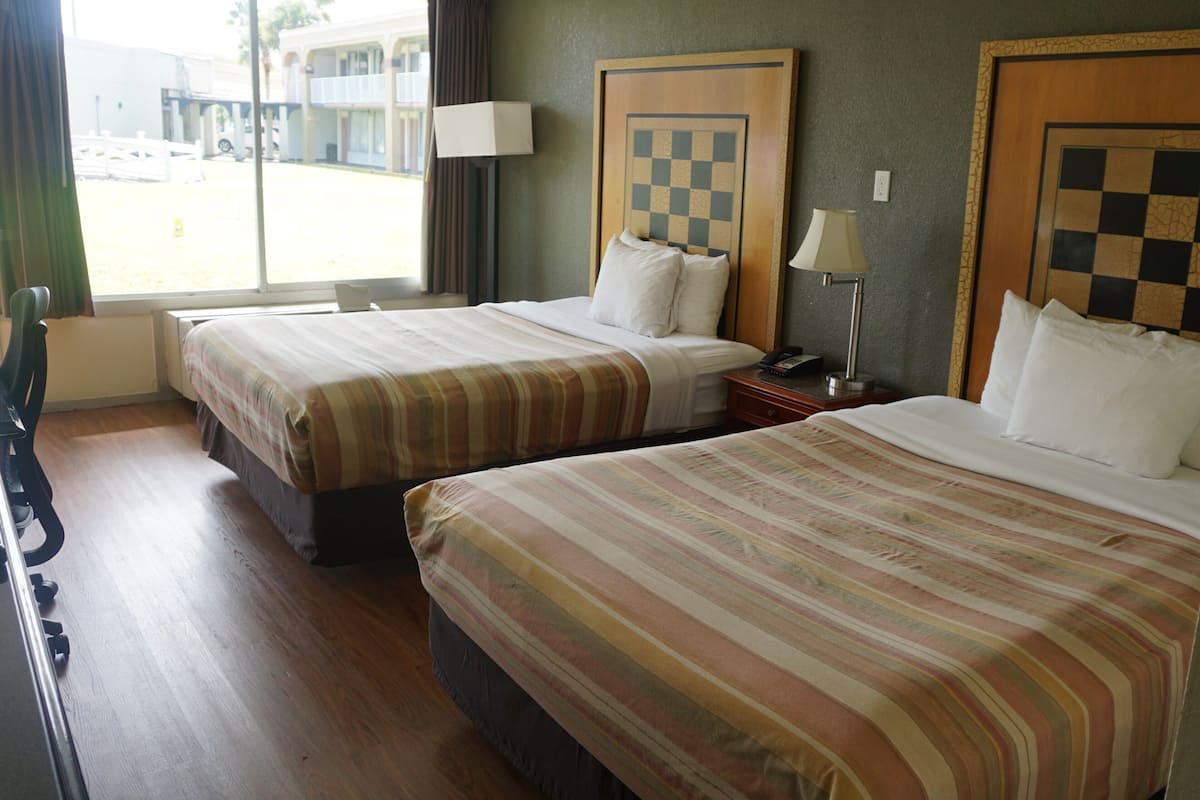 Standard Room, 2 Double Beds, Non Smoking, Courtyard View | In-room safe, desk, laptop workspace, blackout drapes
