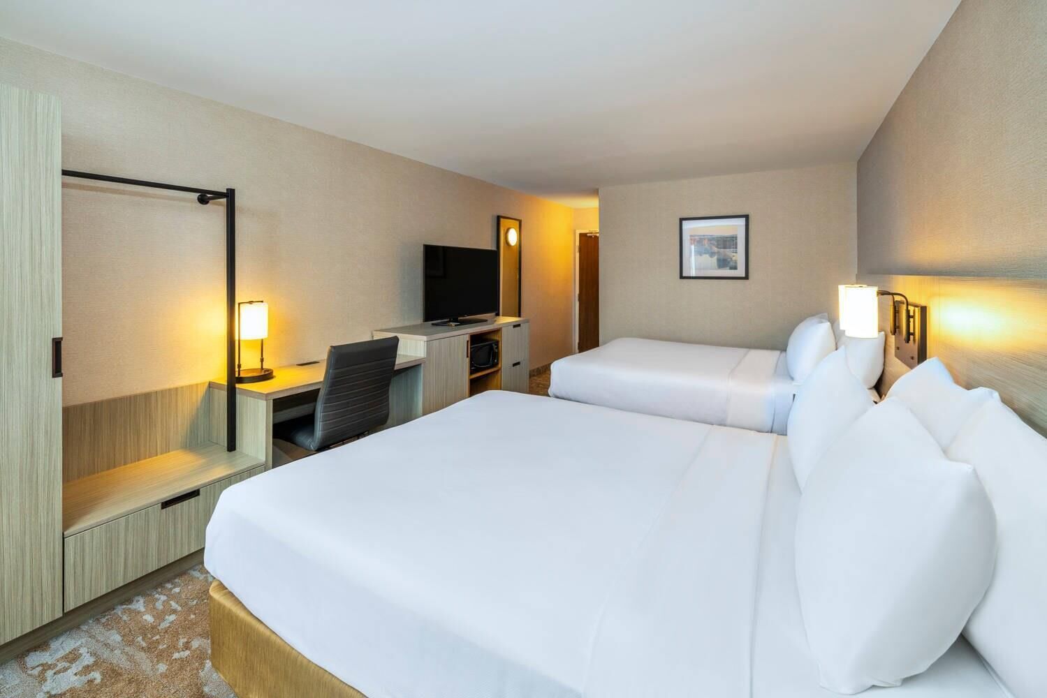 Room, 2 Queen Beds, Non Smoking (Efficiency, Upgrade) | Premium bedding, pillowtop beds, desk, laptop workspace