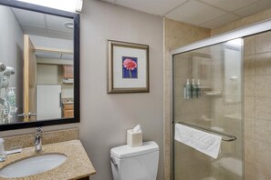 Standard Room, 1 King Bed, Non Smoking, Refrigerator & Microwave (with Single Sofabed) | Bathroom | Shower, hair dryer, towels - Best Western Owego Inn (Owego)