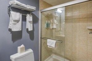 Standard Room, 2 Double Beds, Non Smoking, Refrigerator & Microwave | Bathroom | Shower, hair dryer, towels