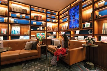 Sitting area in hotel lobby at Axiom Hotel