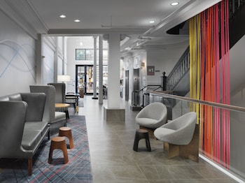 Hotel entrance and lobby at Axiom Hotel