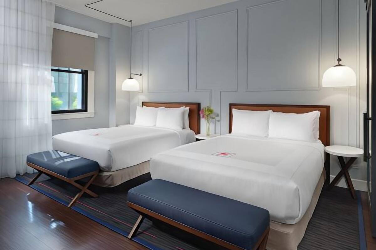 Premium bedding, pillowtop beds, in-room safe, desk