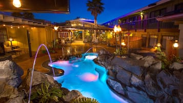 Outdoor pool, open 8:00 AM to 10:00 PM, sun loungers