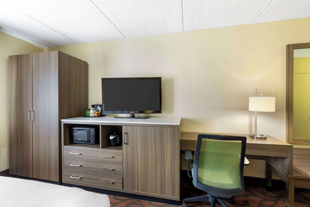 standard room, 2 queen beds, non smoking, refrigerator & microwave | individually decorated, individually furnished, desk, laptop workspace