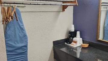 Blackout drapes, iron/ironing board, free WiFi, bed sheets