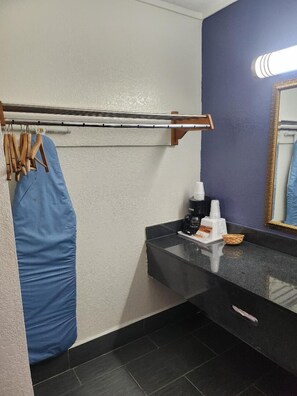 Blackout curtains, iron/ironing board, free WiFi, bed sheets