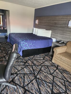 Blackout curtains, iron/ironing board, free WiFi, bed sheets