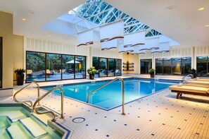 Indoor pool, open 7:00 AM to 10:00 PM, sun loungers