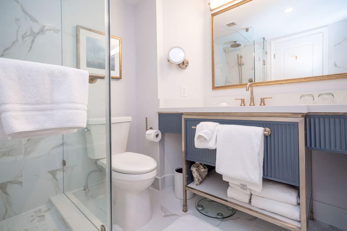 executive suite, 1 king bed (sofa bed, wet bar) | bathroom | shower, rainfall showerhead, designer toiletries, hair dryer