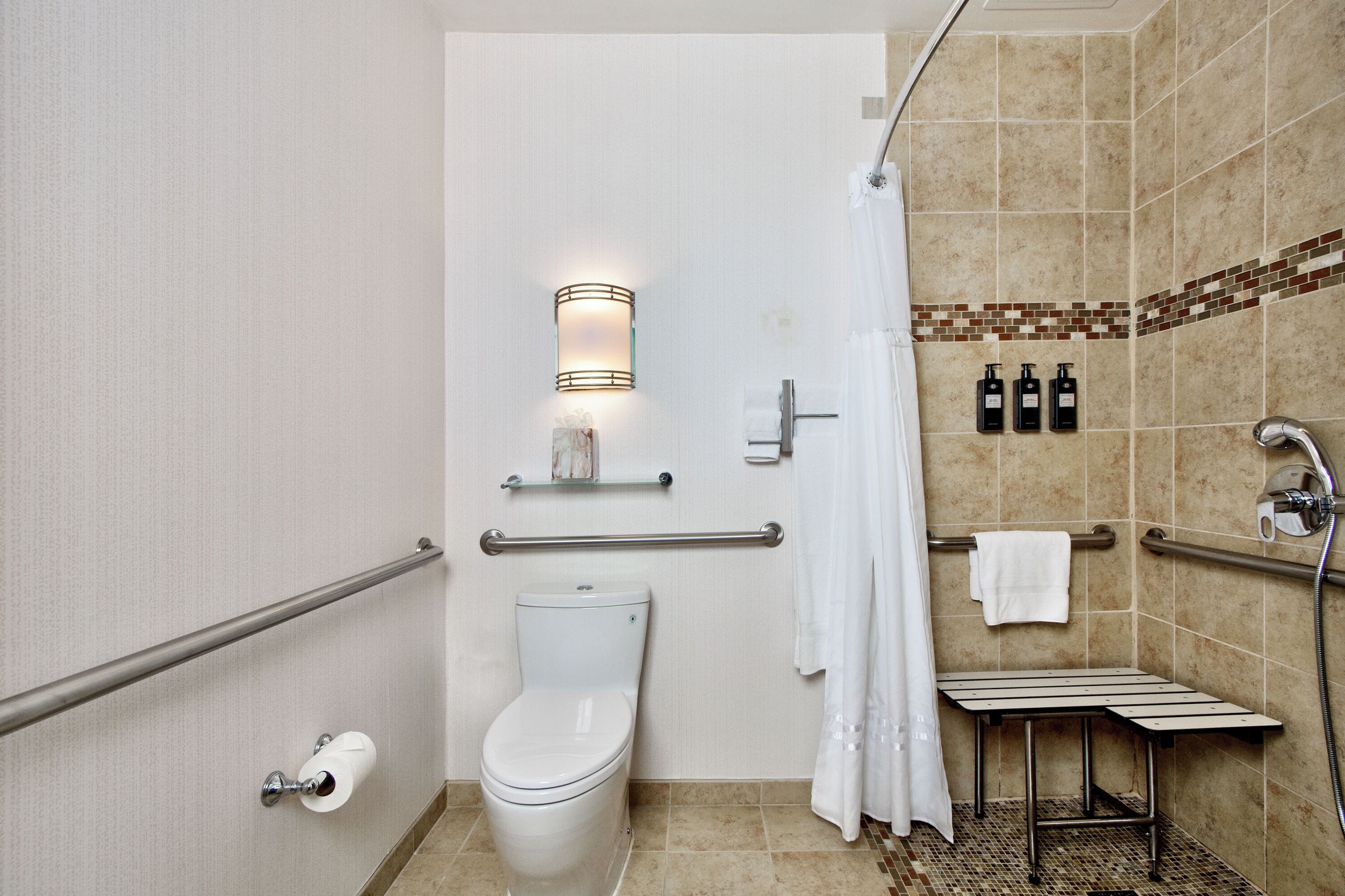 room, 1 king bed, accessible | bathroom | shower, free toiletries, hair dryer, bathrobes