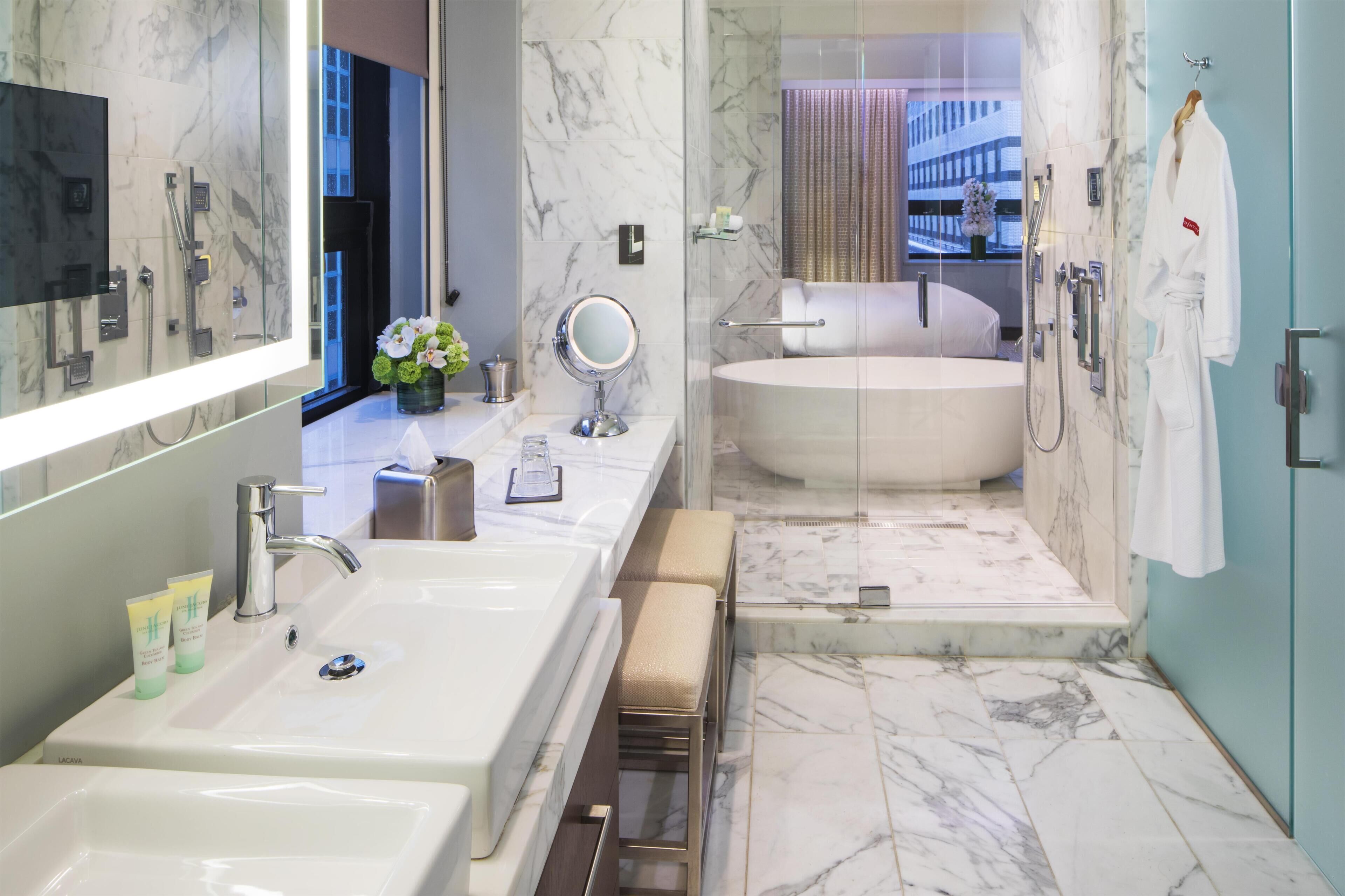 Presidential Suite | Bathroom | Designer toiletries, hair dryer, towels