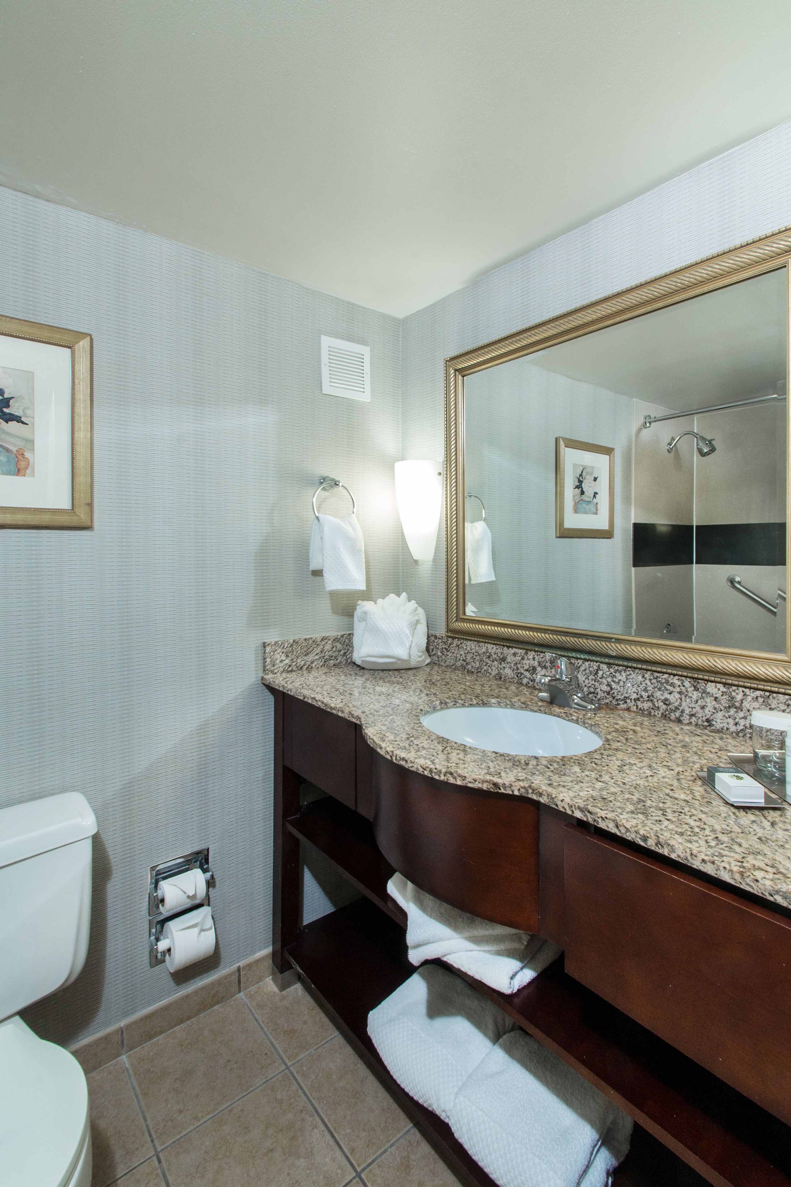 A bathroom with a sink, mirror, towel rack, and toilet.