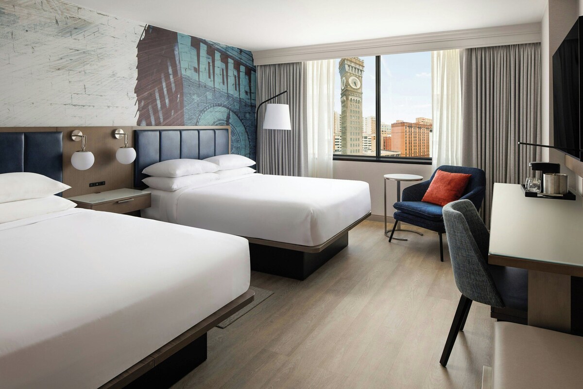 Premium bedding, down comforters, desk, iron/ironing board