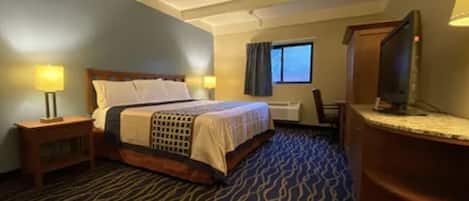 Desk, blackout curtains, free WiFi, bed sheets