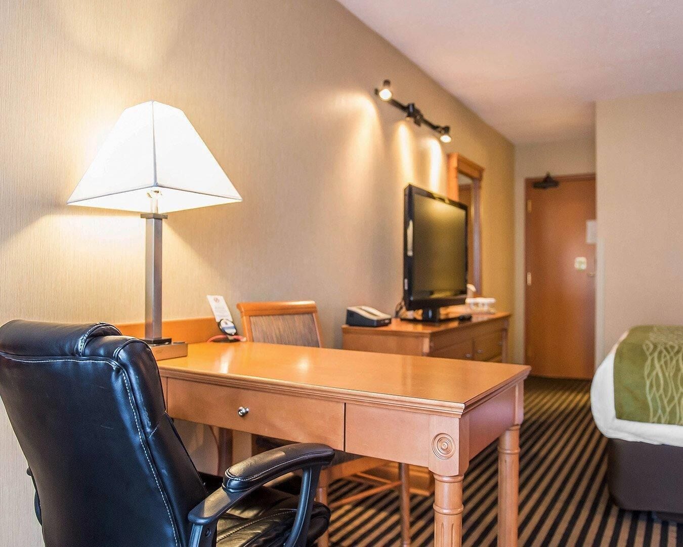 Pillow-top beds, desk, blackout curtains, iron/ironing board
