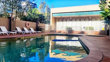 Outdoor pool, pool loungers