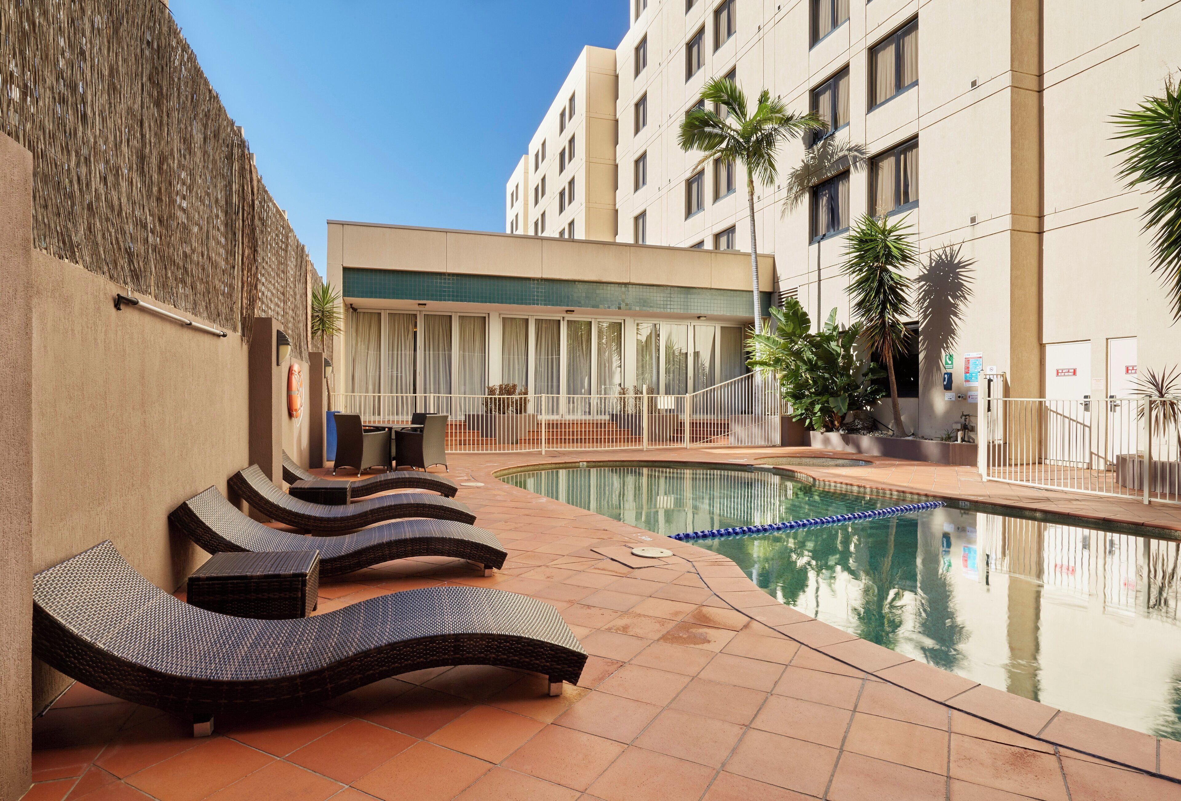 Outdoor pool, sun loungers