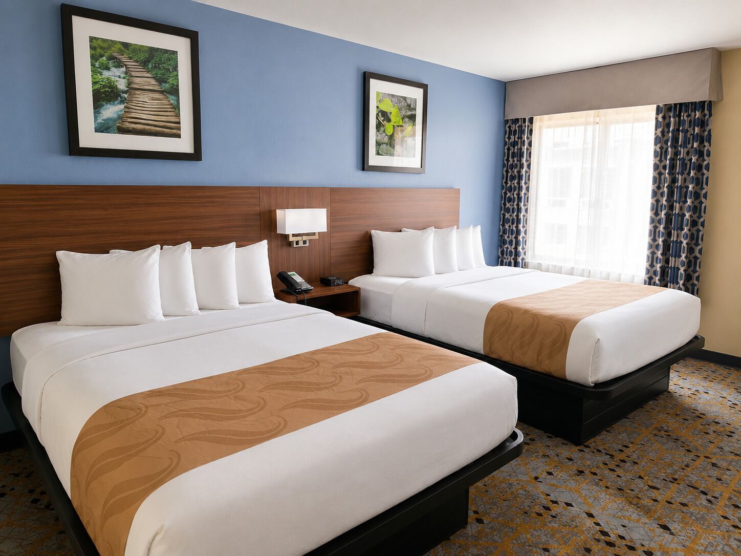 Standard Quadruple Room, 2 Double Beds, Non Smoking | Premium bedding, desk, blackout curtains, iron/ironing board