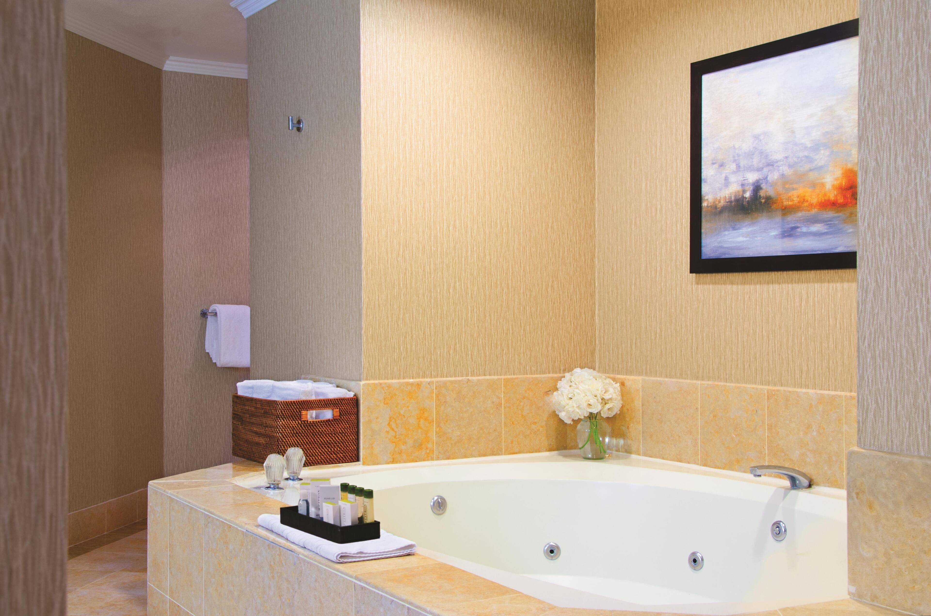 Tina con regadera, amenidades de baño gratuitas, secadora de cabello 