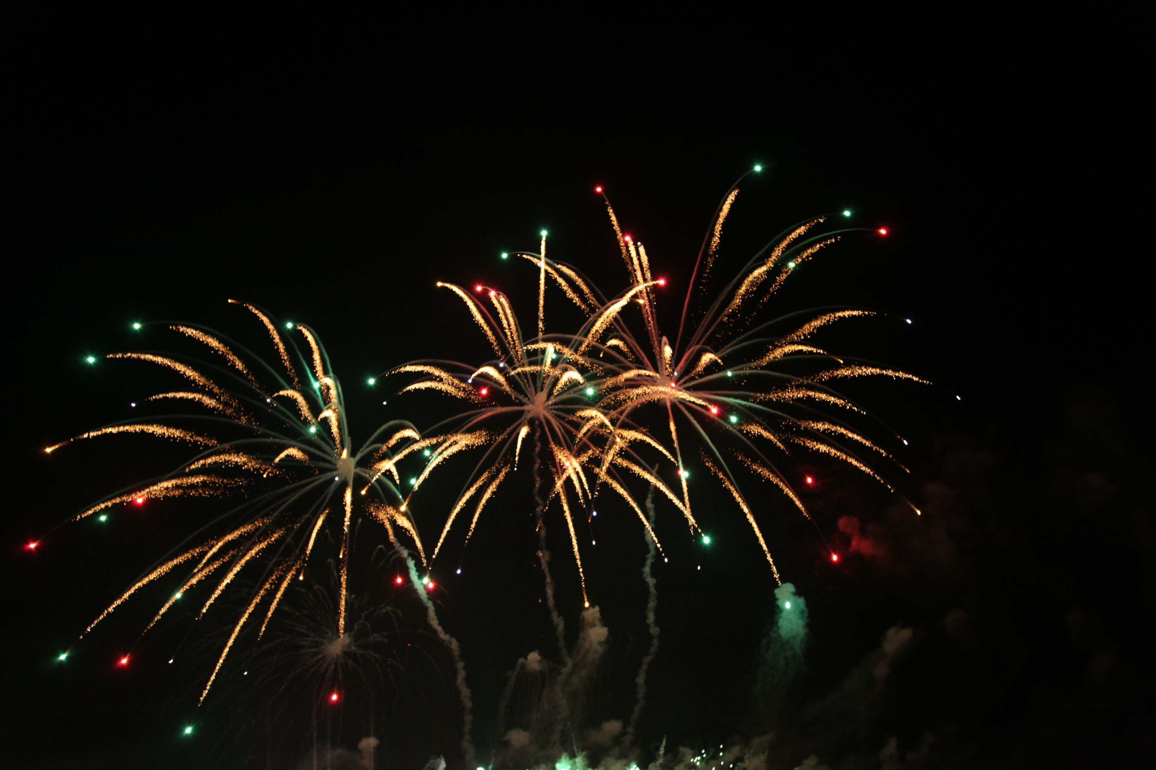 Cielo nocturno con fuegos artificiales.