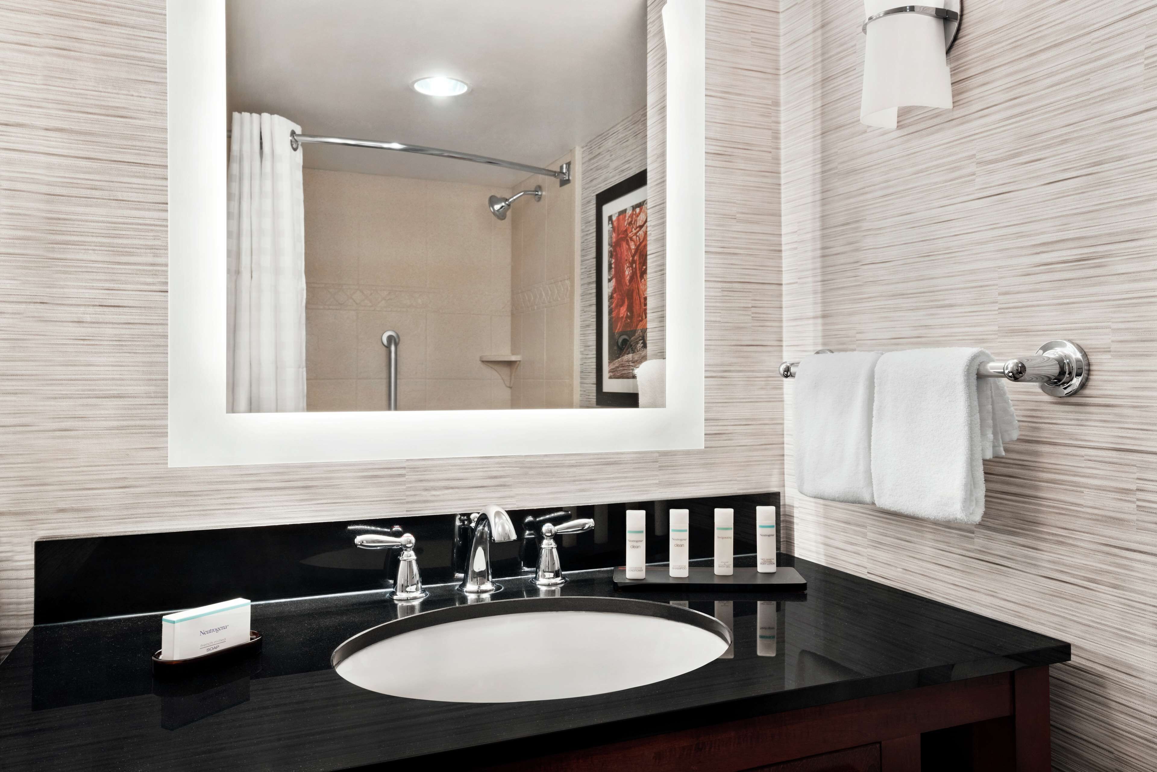 free toiletries, hair dryer, towels