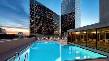 Indoor pool, outdoor pool, sun loungers