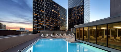 Indoor pool, outdoor pool, pool loungers