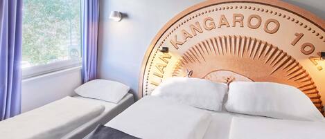 Desk, laptop workspace, blackout drapes, soundproofing