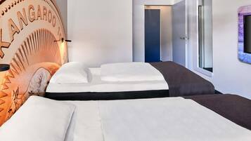 Desk, laptop workspace, blackout drapes, soundproofing