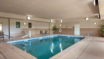 Indoor pool, open 6:00 AM to 10:30 PM, sun loungers
