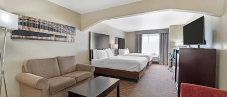 Chambre Standard, 2 grands lits, non-fumeurs, réfrigérateur et four à micro-ondes | Coffres-forts dans les chambres, bureau, fer et planche à repasser