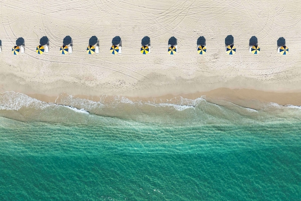 Private beach, white sand, beach cabanas, sun loungers