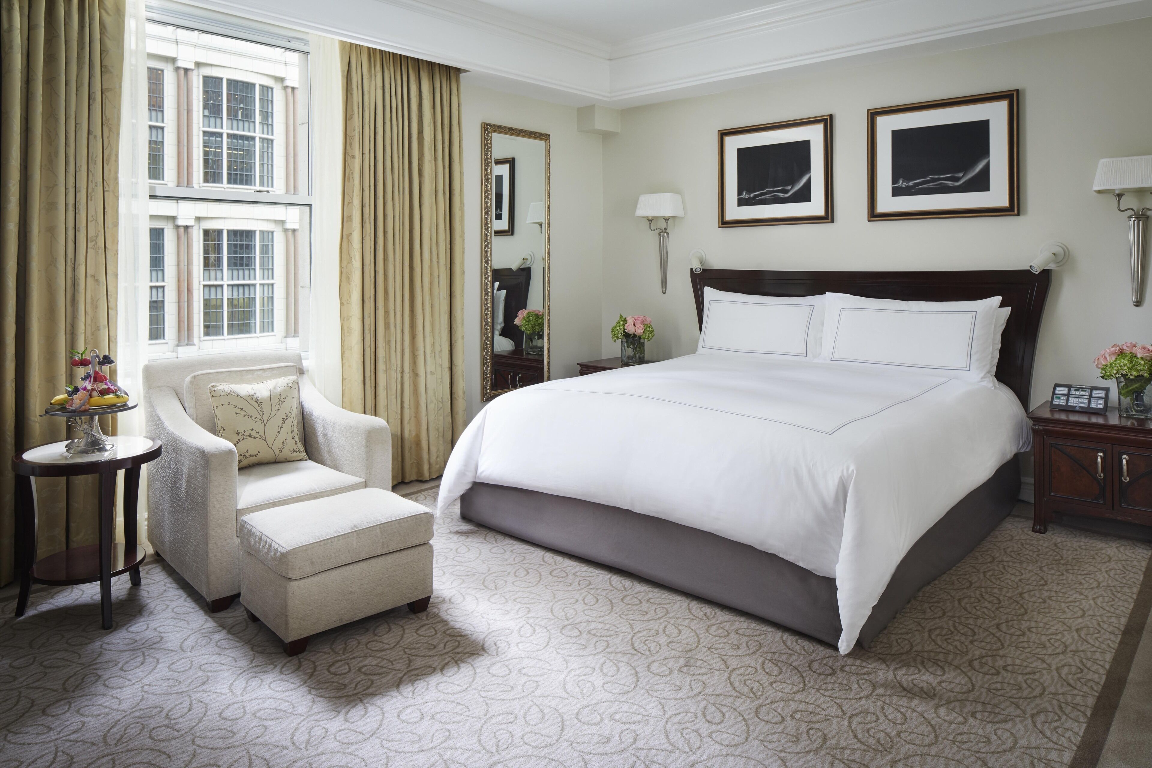Premium bedding, down comforters, pillowtop beds, minibar
