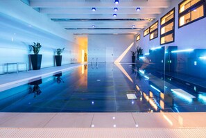 Indoor pool, open 6:30 AM to 10:30 PM, pool loungers