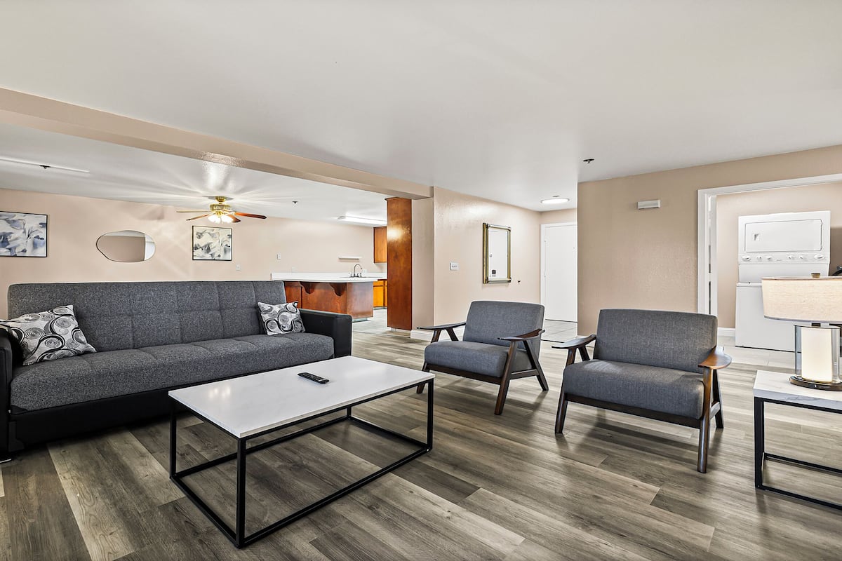 Standard Apartment, 1 King Bed, Non Smoking, Kitchen (with Sofabed, Full Kitchen) | Living area | LCD TV, MP3 dock