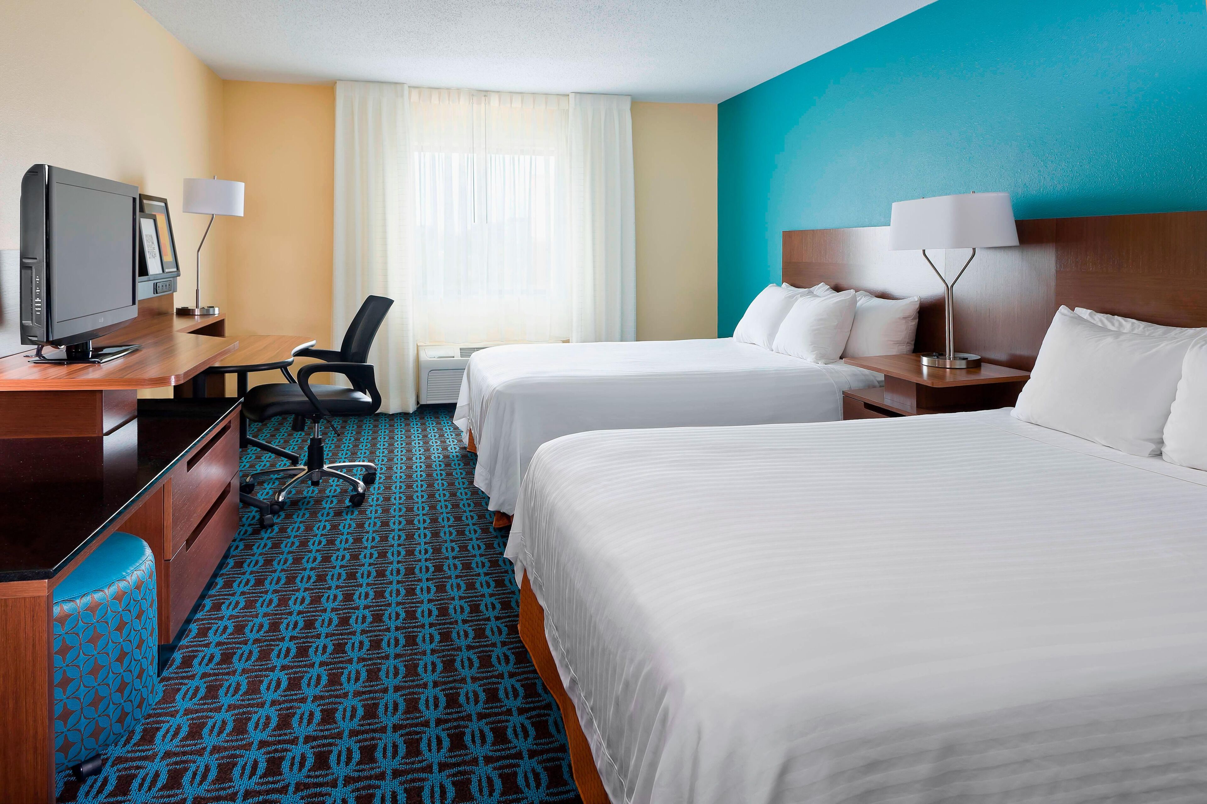 room, 2 queen beds, non smoking | in-room safe, desk, iron/ironing board, free wifi