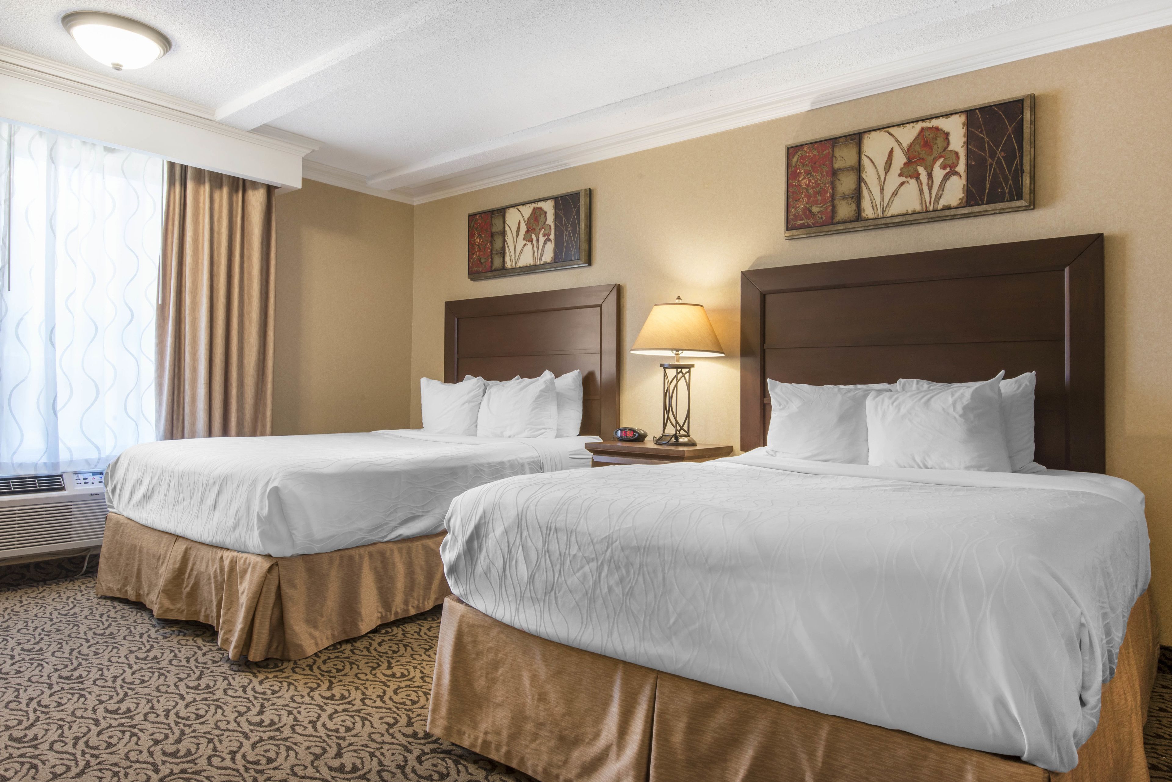 Standard Room, 2 Queen Beds, Non Smoking | Desk, laptop workspace, blackout drapes, iron/ironing board