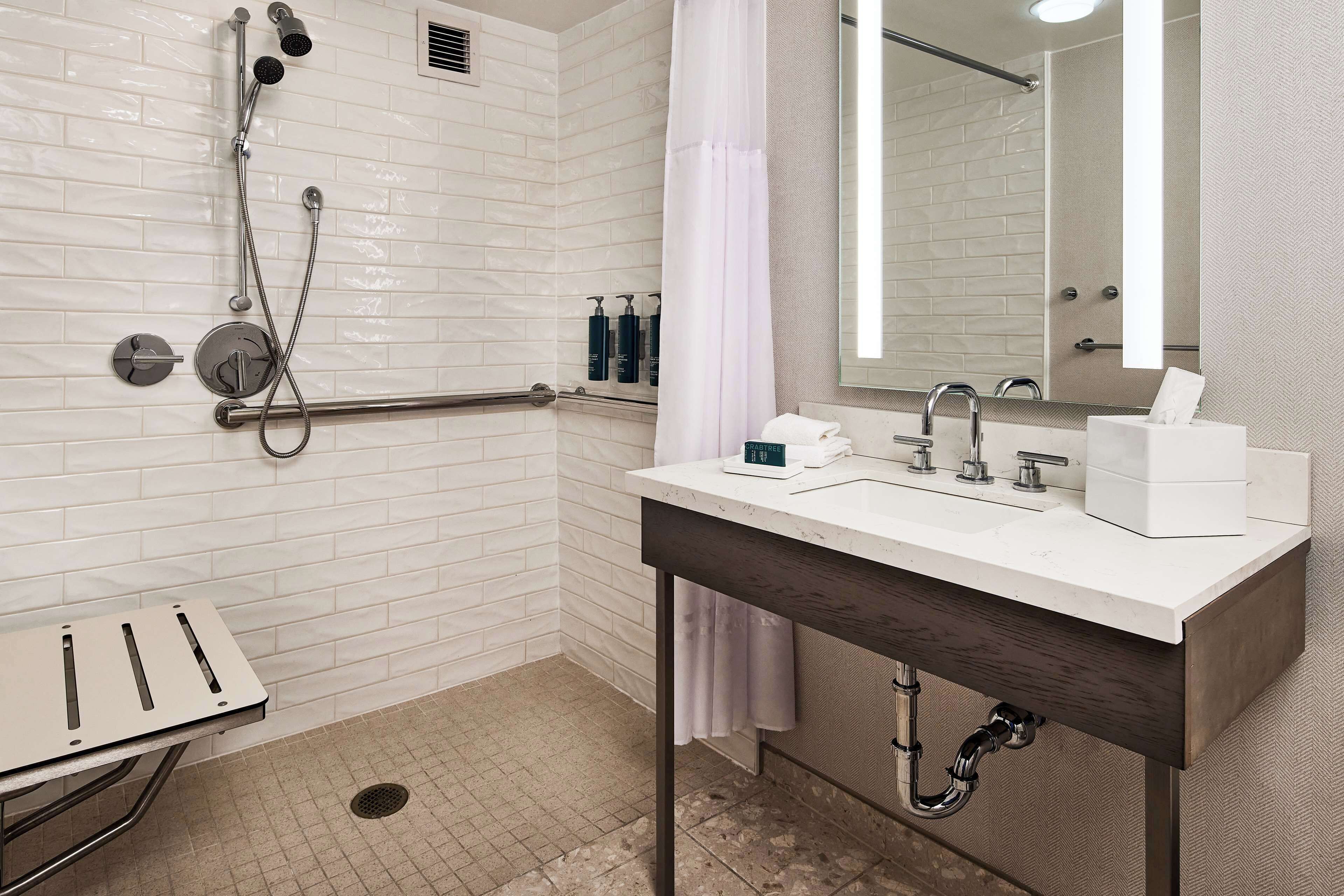 studio suite, 2 queen beds, accessible (mobility/hearing, roll-in shower) | bathroom shower