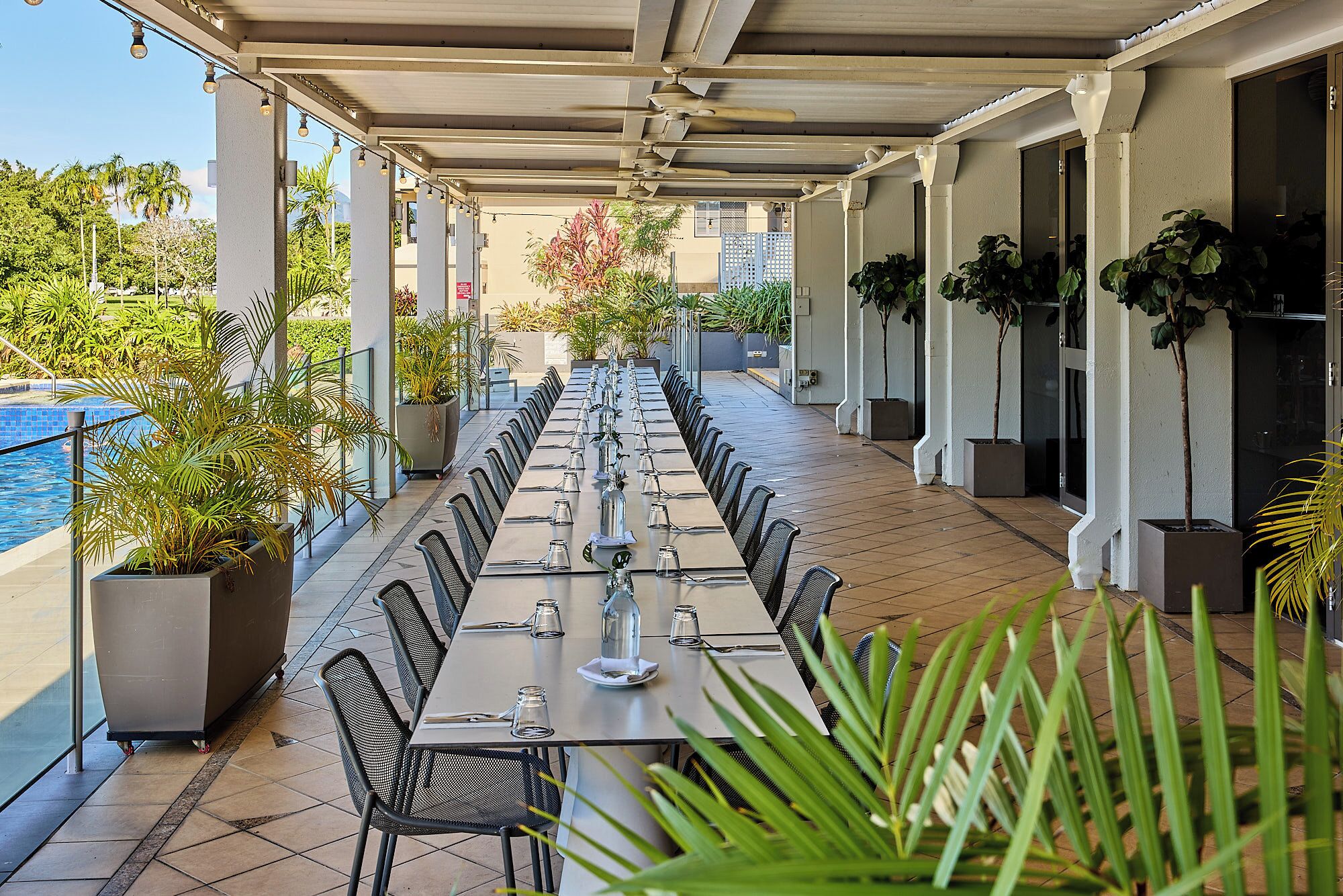 Breakfast, lunch served; local and international cuisine, pool views 
